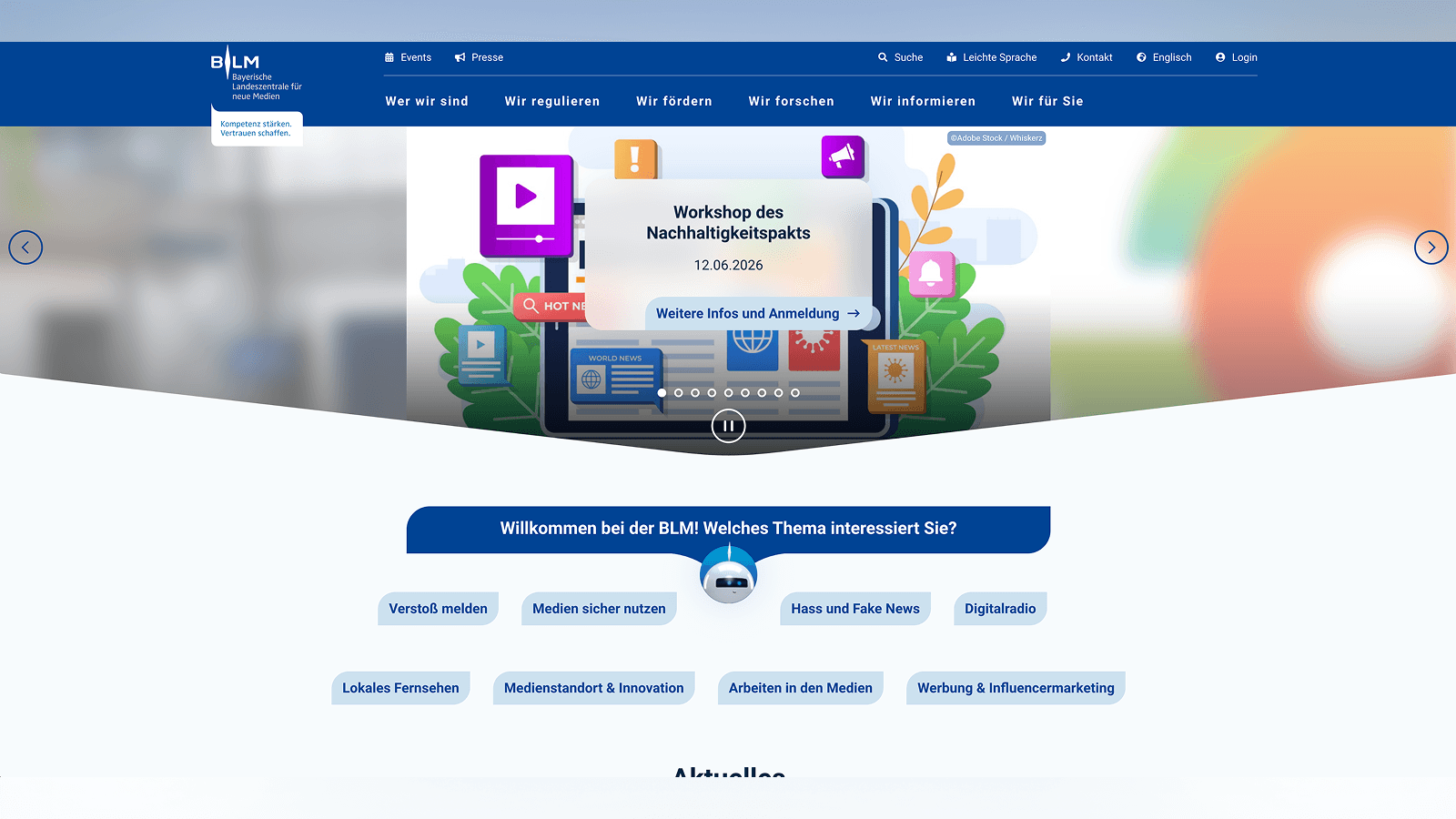 Bayerische Landeszentrale für neue Medien: Barrierefreier Webauftritt